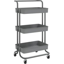 Chariot de cuisine 3 niveaux Gris 42x35x85 cm Fer et abs Vidaxl Gris