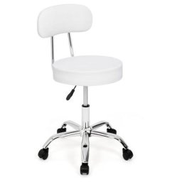 Chaise de bureau à roulettes cyrille avec dossier blanc - Blanc