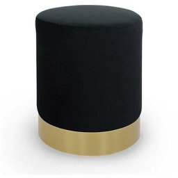 Pouf rond en métal doré et velours noir floyd - noir