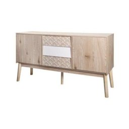 SOFIA Buffet 2 portes 3 tiroirs - Bois avec motif - L 150 x P 40 x H 80 cm