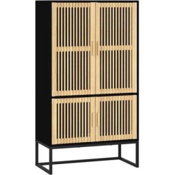 Buffet haut noir 70x35x125 cm bois d'ingénierie Vidaxl Black