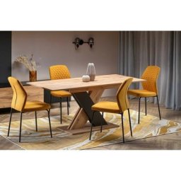 Table à manger extensible 130-175 x 85 x 76 cm - Chêne wotan/Noir - Chêne wotan