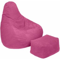 Loft 25 - Pouf à haut dossier en velours côtelé pour adulte, pouf gaming pour l'intérieur, salon,