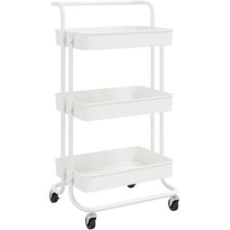 Chariot de cuisine 3 niveaux Blanc 42x35x85 cm Fer et abs Vidaxl Blanc