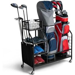 Costway - Support de Rangement pour Sac de Golf avec Roues Universelles Verrouillables,
