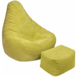 Loft 25 - Pouf à haut dossier en velours côtelé pour adulte, pouf gaming pour l'intérieur, salon,
