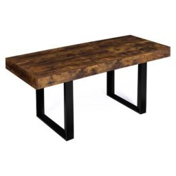 Table à manger extensible phoenix 6-10 personnes bois effet vieilli et noir 160-200 cm - Bois-foncé