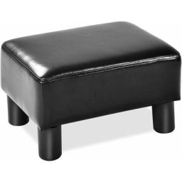 Tabouret en Cuir pu, Repose-Pieds Rectangulaire Ottoman, Pouf avec Coussin Confortable Rempli