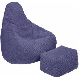 Loft 25 - Pouf à haut dossier en velours côtelé pour adulte, pouf gaming pour l'intérieur, salon,