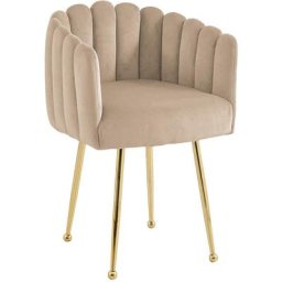 Chaise en velours beige pieds en métal doré hayden - beige