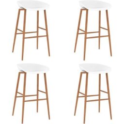 Chaises de bar 4 pcs Blanc Vidaxl Blanc et marron