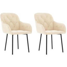 Chaises à manger lot de 2 crème velours Vidaxl Crème