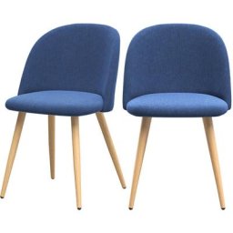 Chaise en tissu jean et pieds en métal (lot de 2) - Cozy - Bleu