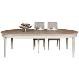 Table à manger ronde extensible piétement crème L130/310 - villas - bois clair