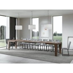 Table extensible 6 à 20 places bois foncé Kristo 180 à 440 cm - Support 2 pieds