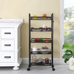 Wyctin - Hofuton Chariots de Service, Meuble de Rangement, 5 Niveaux, 45*27*106cm, Noir, Charge