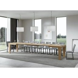 Table extensible 6 à 20 places chêne naturel Kristo 180 à 440 cm - Support 2 pieds