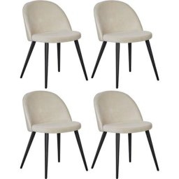 Chaise en velours avec pieds en acier Velvet Lot de 4 - Beige