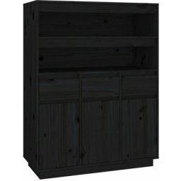 Buffet haut Noir 89x40x116,5 cm Bois massif de pin Vidaxl Noir