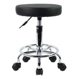 Kktoner - Tabouret à roulettes de Bureau Tabouret de Bar réglable en Hauteur 49-64cm en Cuir