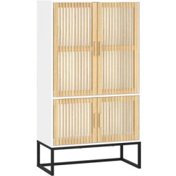 Buffet haut blanc 70x35x125 cm bois d'ingénierie Vidaxl White