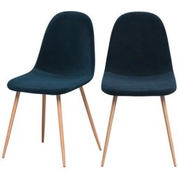 Chaise en velours (lot de 2) - Fredrik - Bleu