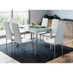 Table à manger extensible + 6 chaises blanc gisborne - blanc
