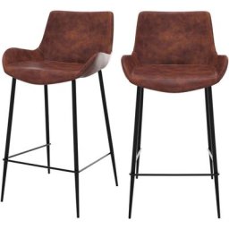 Chaise de bar mi-hauteur cuir synthétique 65cm (x2) - Pirata - Marron