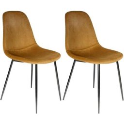 Chaise en velours côtelé Giulia (Lot de 2) - Jaune moutarde