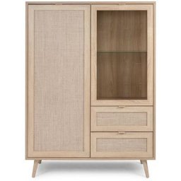 Vaisselier 2 portes 2 tiroirs H139 cm - Impression Rotin - Bali Calicosy Bois clair