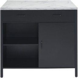 Baïta - Ilot central ginger noir et effet marbre blanc l100cm - Noir