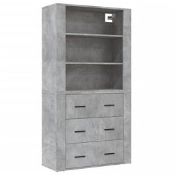 Buffet haut Gris béton Bois d'ingénierie vidaXL - Gris béton
