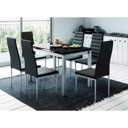 Table à manger extensible + 6 chaises noir gisborne - noir