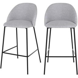 Chaise de bar en tissu chiné 66 cm (lot de 2) - Karl - Gris Clair