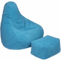 Loft 25 - Pouf à haut dossier en velours côtelé pour adulte, pouf gaming pour l'intérieur, salon,