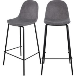 Chaise de bar mi-hauteur Henrik en tissu gris 65 cm (lot de 2) - Gris