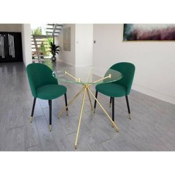 Table ronde design en verre pieds doré 2-4 personnes moana - doré