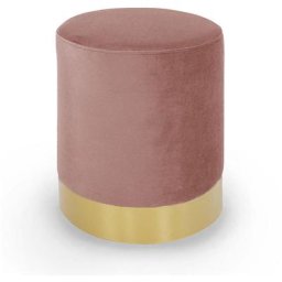 Pouf rond en métal doré et velours rose FLOYD - rose