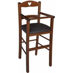 Okaffarefatto - Chaise Haute en Bois Naturel Avec Assise Rembourré En Cuir Synthétique Marron