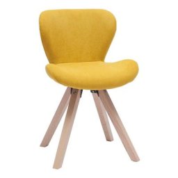 Chaise scandinave en tissu effet velours jaune moutarde et bois clair ANYA - Jaune