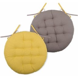 Homemaison - Galette de chaise ronde et bicolore Moutarde/Taupe ø 38 x 38 cm - Moutarde/Taupe