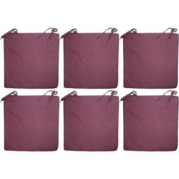 Galette de chaise en coton 40 cm (Lot de 6) - Aubergine