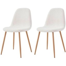 Chaise assise en tissu bouclette Freya (Lot de 2) - Blanc