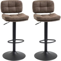 Lot de 2 tabourets de bar Vintage capitonné - pivotant, réglable - repose-pied - revêtement