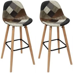 The Home Deco Factory - Set de 2 tabourets de bar patchwork - Marron