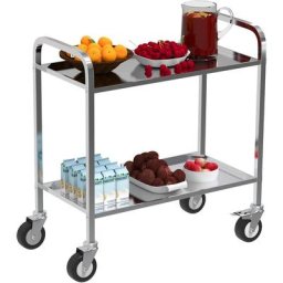 Tonghua - Chariot de service desserte de cuisine à roulettes 2 étagères 95L x 50l x 95H cm acier