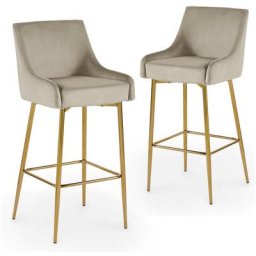 Lot de 2 tabourets de bar design en velours beige lalya - beige