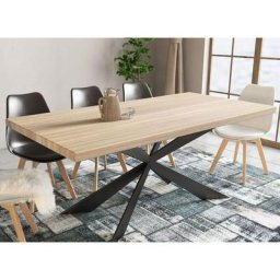 Table à manger design en bois et métal 6 personnes lova - bois clair