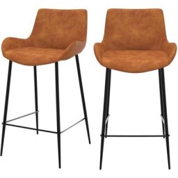 Rendez-vous Déco - Chaise de bar mi-hauteur en cuir synthétique 65cm (x2) - Pirata - Camel