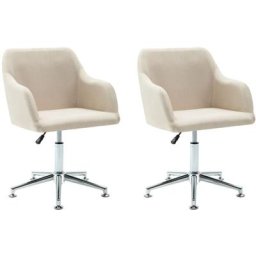 Chaises pivotantes à manger lot de 2 crème tissu vidaXL - Crème